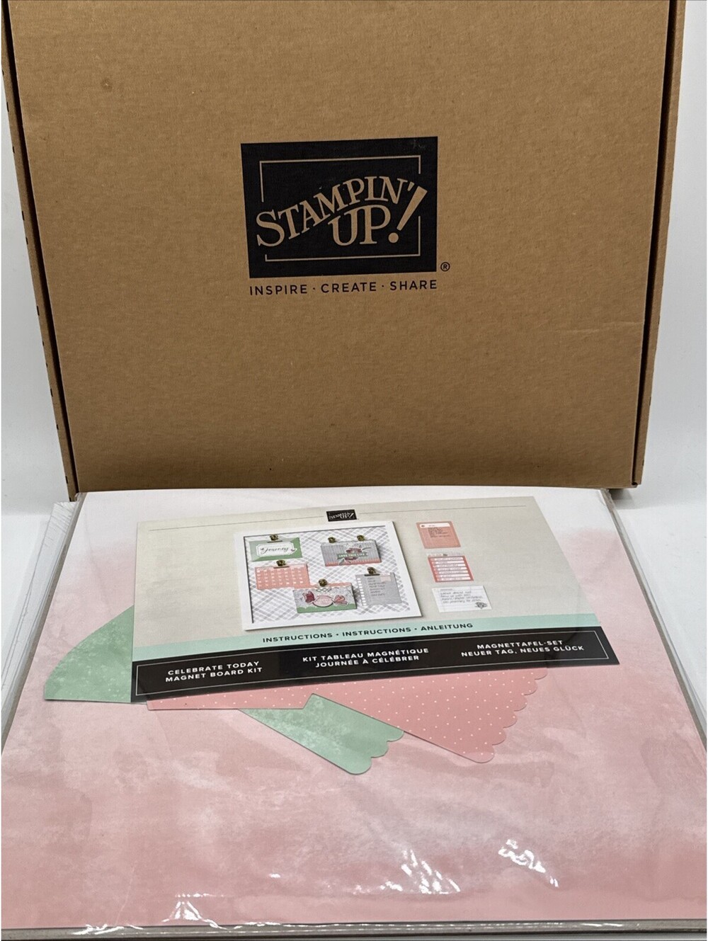 Stampin Up 12x12” Magnetic Board Kit Celebrate 159335 Sticker Sheets Pockets